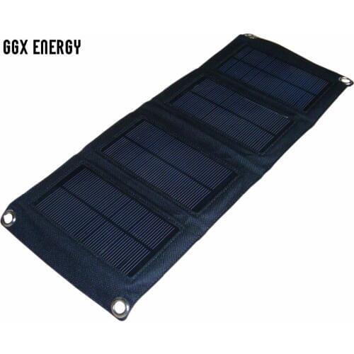 GGX ENERGY Foldable Solar Mobile Charger with High Efficient 8W Monocrystalline Solar Panel for iPhone Samsung