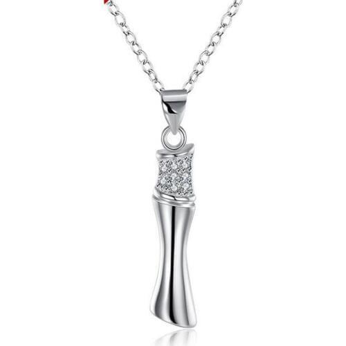 Hot 925 Jewelry Silver colorcolorWholesale Free Shipping Necklaces for woman&men fashion jewelry pendant Bamboo shape