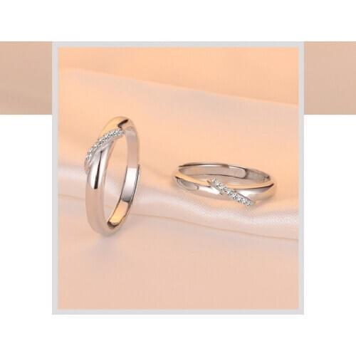 Korean Version Of Creative Accessories S925 Sterling Silver Inlaid AAA Zircon Couple Ring Men And Women A Pair Of Fashion