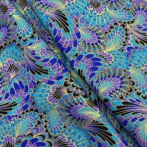 Beautiful 100% Cotton Fabric Blue Bottom Feather Totem Pattern Digital Print Sewing Material DIY Home Patchwork Dress Clothing