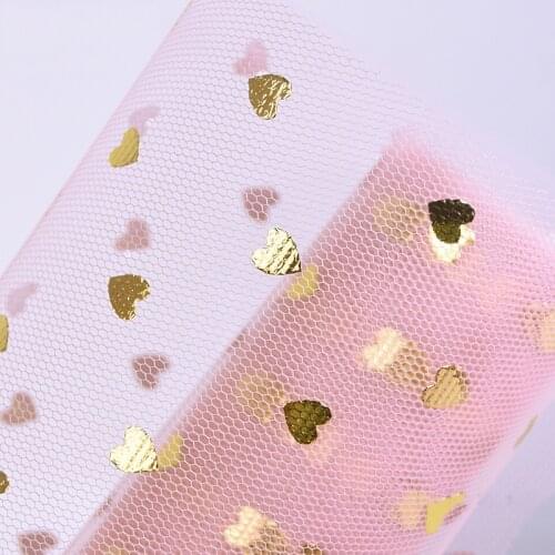 Love Star Dot Type 50cm*5Yards Glitter Tulle Roll Spool Craft Wedding Party Decoration Organza Sheer Gauze Element Table Runner