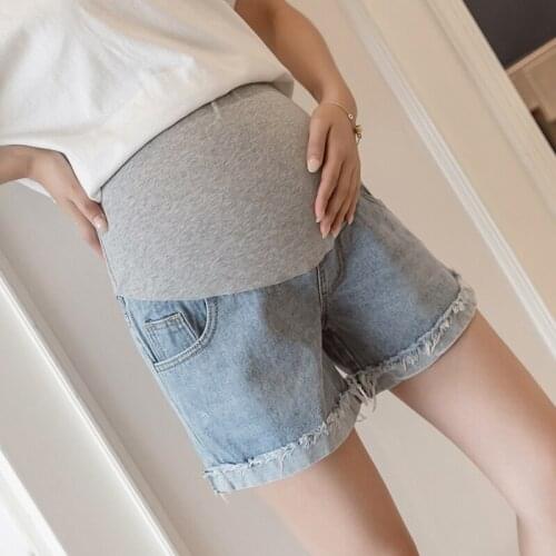 Fashion pregnant women denim shorts summer pregnant women belly lift pants Thin loose-fitting casual hipster pants