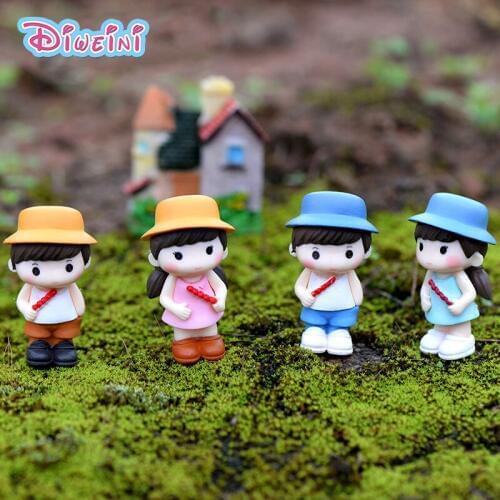 2pc Eat Candy Lover Model Boy Girl Figurines Wedding Doll Miniatures Couple home Garden Decoration Girl toy DIY accessories gift