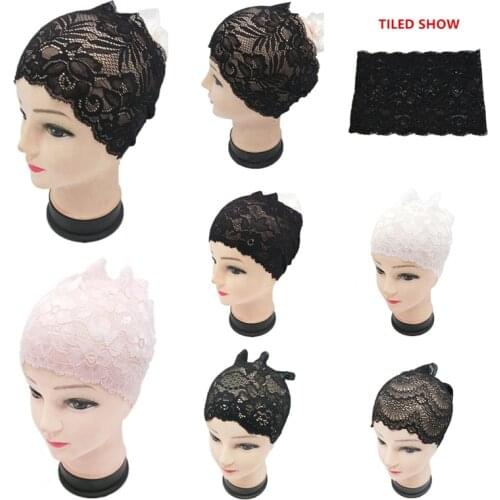 Muslim stretch Turban cap Islamic Underscarf Bonnet hat female headband tube cap turbante mujerIslam Scarf Inner Headband Bonnet