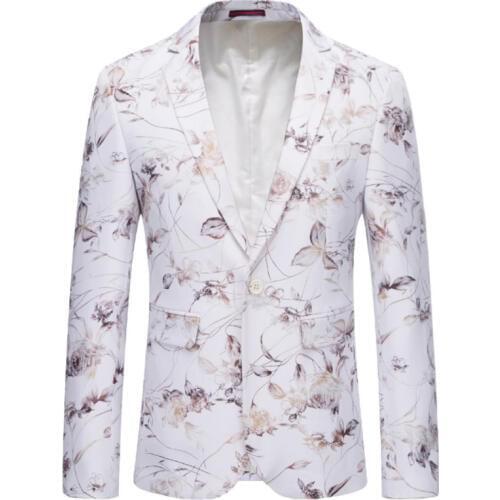 Floral Printed Men Blazers England Style Fashion Novel Summer Autumn New Slim Fit Jaqueta Masculina Leisure Blazer Fancy Party