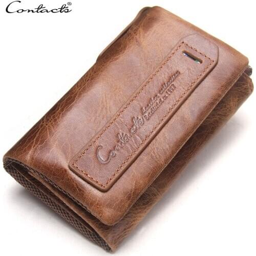 Mens Wallet Leather Fashion Key Case Large Capacity Tri-fold Coin Purse Money Bag
