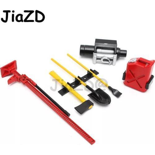 6Pcs Mini Fuel Tank Winch Jack Tools Decoration Set Kit RC Accessories for Axial SCX10 TAMIYA CC01 D90 D110 RC Truck Car Parts
