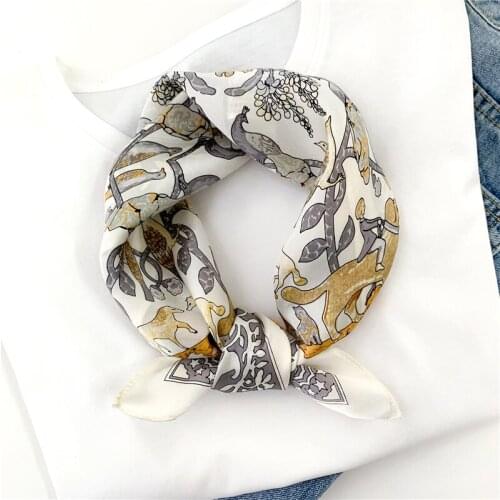 New Silk Neck Scarf Hair Band Print Fashion Lady Square Scarves Headband Wraps Tie Chocker Neckerchief Women Bandana 2021