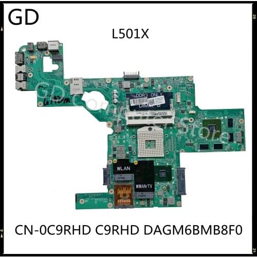 GD Original For DELL L501X Laptop Motherboard CN-0C9RHD C9RHD DAGM6BMB8F0 Support i3 i5 Processor GT420M/1GB Full Tested