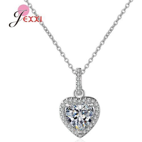 Charms Exquisite Heart Cubic Zirconia Pendant Necklaces Fashion 925 Sterling Silver Jewelry For A Women Gifts Free Shipping