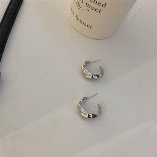 Silver Color Geometric Stud Earrings for women Simple Small Alloy Korean Earrings Statement Fashion Jewelry Wholesale