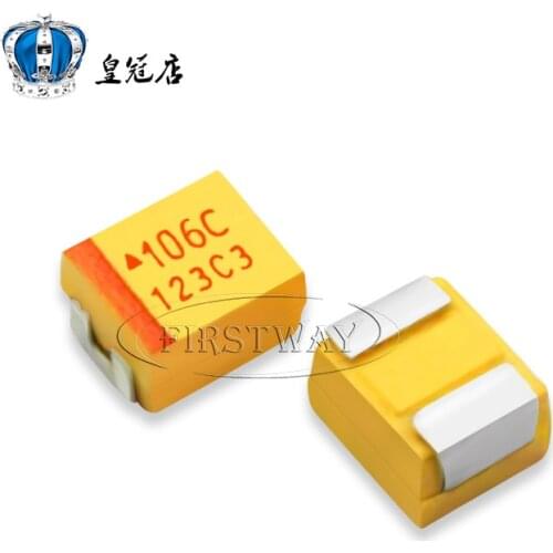 100PCS/LOT SMD Tantalum Capacitor 106C 10UF 16V Type B 3528 1210 Tantalum Capacitor Polar Capacitor