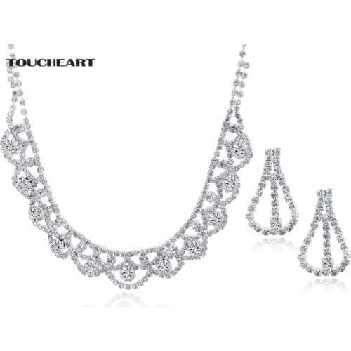 TOUCHEART Luxury Brand Silver Wedding Jewelry Set Crystal Bridal Jewelry Sets For Women Statement Necklace/Earring Set SET150065