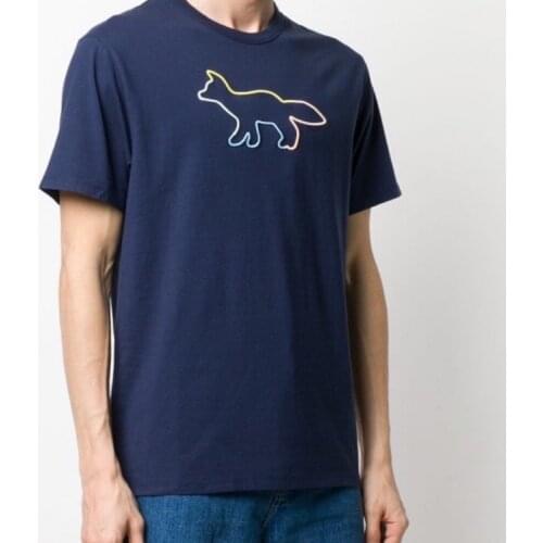 Fox Embroidery Round Neck Cotton Short Sleeves Women Shirts