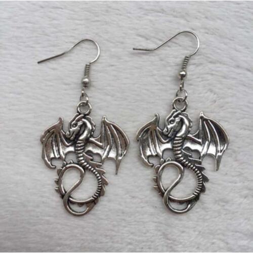 Women Beautiful Retro silver silver Dragon earrings, Handmade earrings