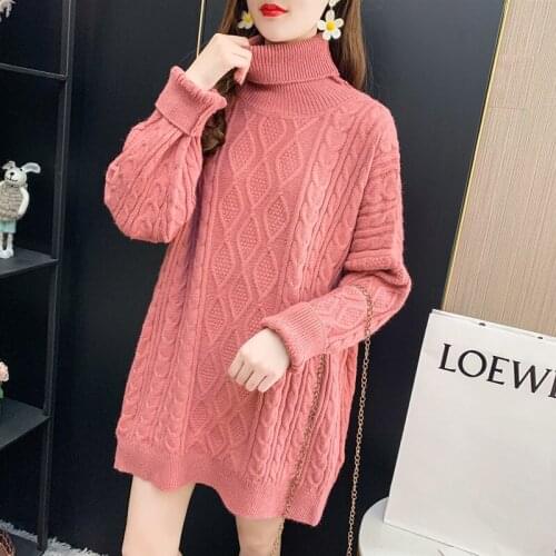 Autumn Winter New Thick Warm Turtleneck Knitted Sweater Women 5 Color Korean Tops Loose High Collar Long Sleeve Pullovers Female