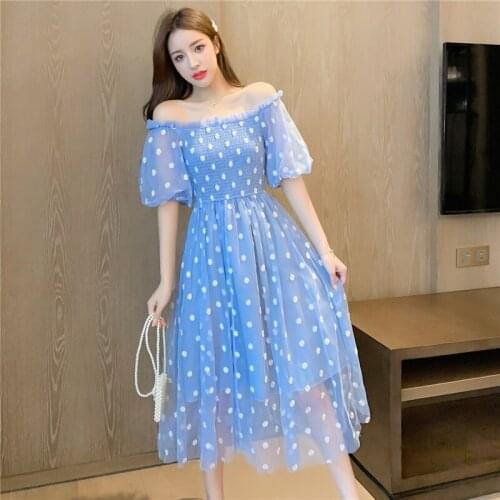 Daisy Floral Embroidery Summer Mesh Dress Women Slash Neck Elastic High Waist Mesh Long Midi Dress Sexy Boho Beach Sundress A860