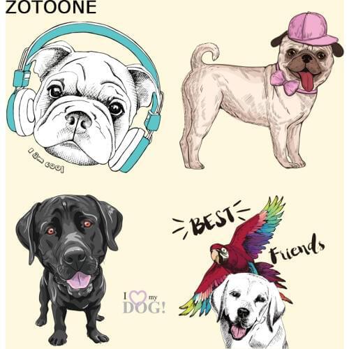 ZOTOONE Dog Patches for Clothing T-shirt Dresses Sweater Iron on Transfer Patch A-level Washable Appliques Parches Para La Ropa