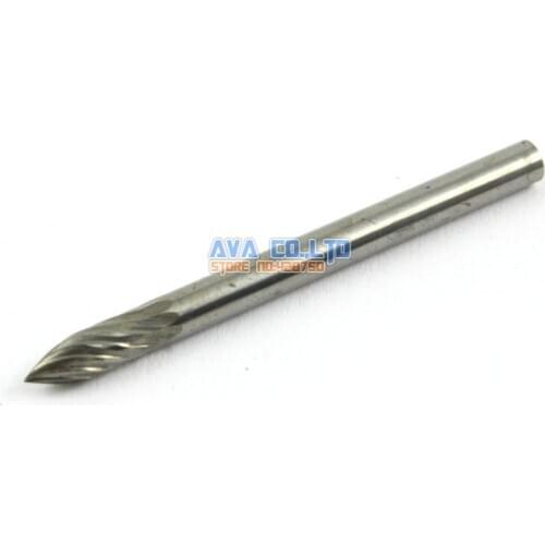 10 Pieces 3mm Tungsten Carbide Burr Rotary Cutter File 3mm Shank Single Cut (NO.7)
