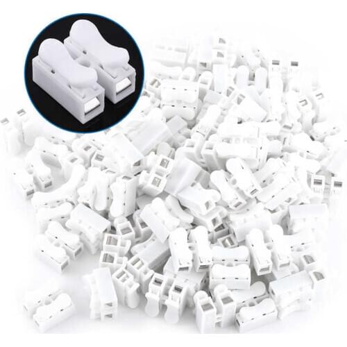 100pcs 10A 220V 2 Pin Push Quick Wire Cable Connector White Wiring Terminal for Easy Safe Splicing Into Wires