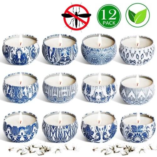 12 Pcs Anti-Mosquitoes Citronella Candle Outdoor Indoor Soy Wax Citronella Candles Mosquitoes for Garden Patio Picnic Camping