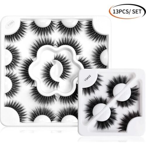 13 pairs Thick Natural Eyelashes Fake Lashes Makeup 3d Mink Lashes False Eyelashes Extension Soft Mink Eyelashes for Beauty