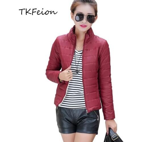 2020 New Style Female Slim Jacket Burgundy Color Warm Cotton-padded Parkas Ladies Fashion Bomber Short Coat Jacket Autumn Winter