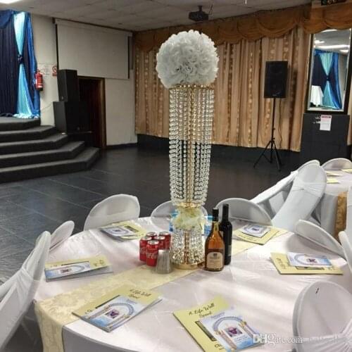 32" (80cm) tall Shiny Wedding Decor Centerpieces Crystal Beads String Road Lead Party Table Decoration Props 2pcs/lot