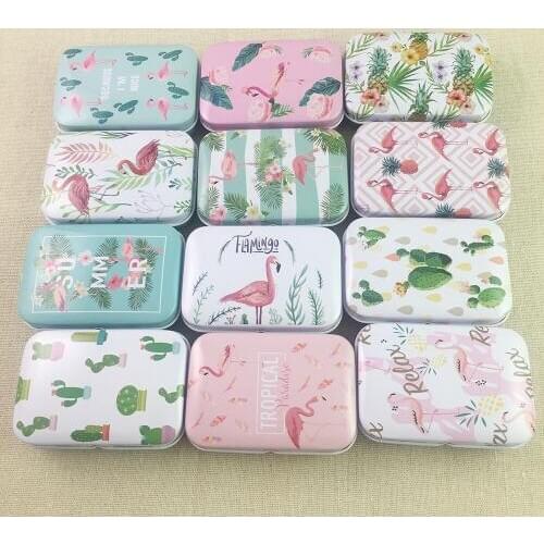 36pcs/lot Fresh Flowers Square Shape Tin Storage Case Mini Pill Box with Lid Diy Jewerly Case Pocket Box