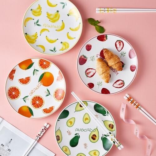 8 inches Round Underglaze Ceramic Baking Dinner Plates Dish Baked Rice Dishware Tableware Dessert Bakeware Dishware Kitchen