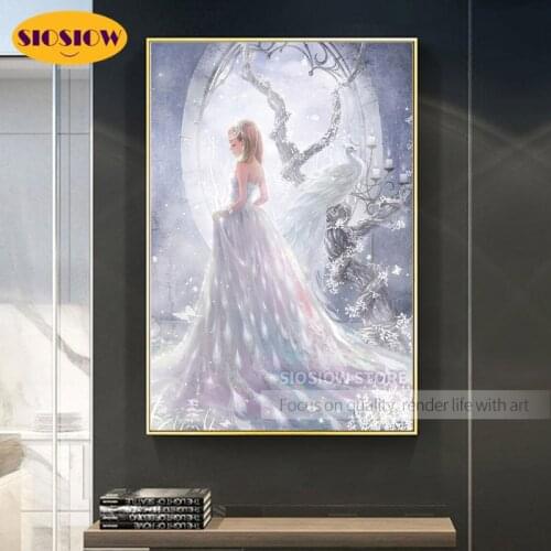 5D Diy Diamond Embroidery Cartoon Peacock Princess Girls Daimond Mosaic Painting Cross-stitch Kits Full Drill Square Decor Home