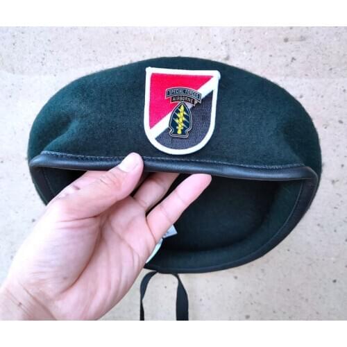 United States US Army 6th Special Forces Group Wool Green Beret SPECIAL FORCES AIRBORNE METAL INSIGNIA Military Hat 1963~1971