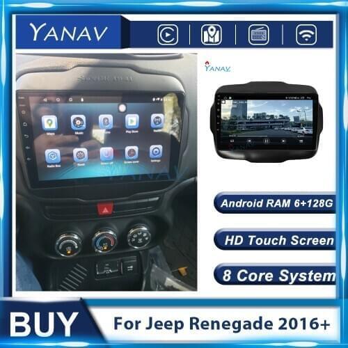 128G Android Auto GPS Navigation Video Multimedia Player Car Radio For Jeep Renegade 2016+ 2Din Stereo Receiver HD Touch Screen