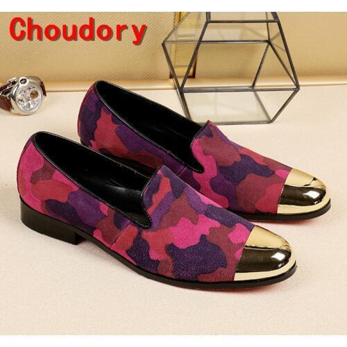 Choudory velvet loafers gold dress shoes men elegant slipon party wedding handmade shoes italy hidden heel shoes for men