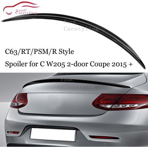 C63 RT PSM R Style Carbon Fiber Rear Spoiler Wing for Mercedes C W205 2-door Coupe 2015 + Trunk Boot Lip C250 C300 C350 C400