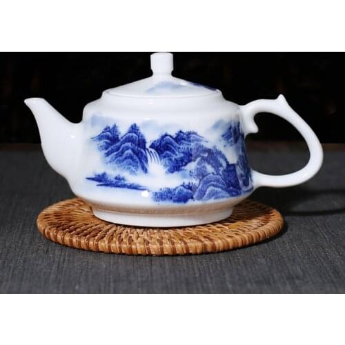 Jingdezhen High-grade Teapot Hand-painted Landscape Pot Ceramic Porcelain Kettle Chinese Kung Fu Teaware Flower Tea Kettle Gift