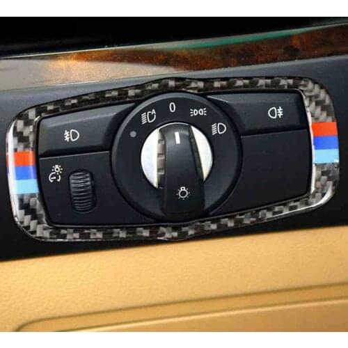 For BMW X5 X6 E70 E71 F15 F16 Carbon Fiber Car Styling Interior Headlight Switch Buttons Frame Cover Trim Stickers Accessories