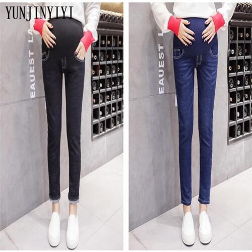 YUNJINYIYI stretch pregnant women jeans maternity pants pregnant women clothes spring and summer 2018 maternity pants