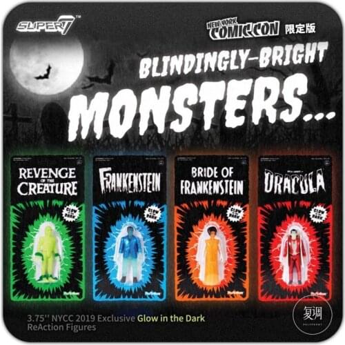 Super7 Bride of Frankenstein Frankenstein Nycc Luminous Movies and Tv Hang Card Toy Action Figures Toys for Children Gift
