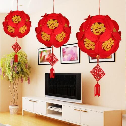 Fu zi Non-woven fabrics Lantern Chinese New Year Decorations Christmas Decorations For home Festival Lantern New Year 2019 Decor