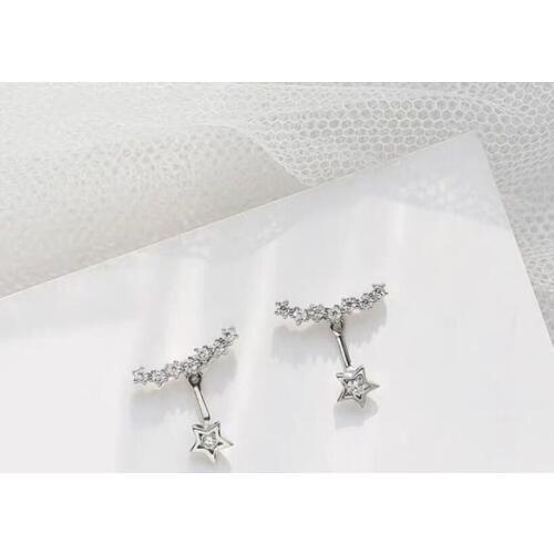 Exquisite Micro Pave Zircon Stars Stud Earrings For Women Girls Trend Creative 925 Sterling Silver Party Gifts Jewelry SAE446