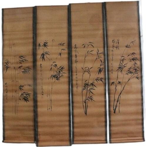 China Scroll Painting Four Screen Paintings Middle Hall Hanging Painting Zheng Banqiao Bamboo