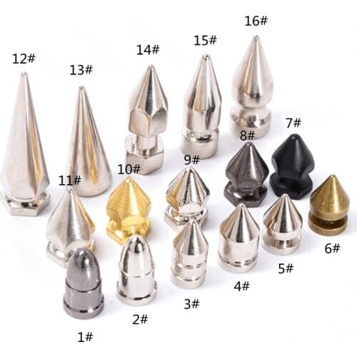 14-34mm Brass Bullet Hexagonal Spike Rivet Studs With Screw Back For Bag Hat Shoes Leather Craft Garment Trimit Accessories