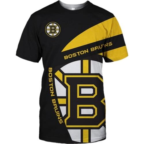 Summer Casual Tops Boston Mens fashion Black and white stitching geometric pattern letter B print Bruins T-shirts