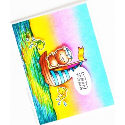 Sailing By To Say Hi Captain Fish Cats Metal Cutting Dies Corresponding Clear Transparent Stamp Scrapbooking For Card Making