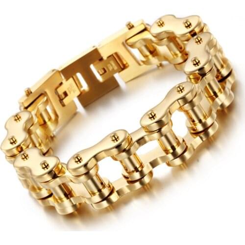 20/22MM Fashion Jewelry 316L Stainless Steel Gold Tone Motorcycle Biker Chain Wristband Mens Bracelet Bangle 9" Christmas Gift