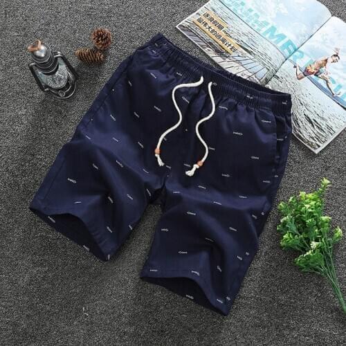 Men shorts Summer Casual Loose Cropped Trousers Sports Shorts Drawstring Straight Men shorts New Cotton Work Pants Short Pants