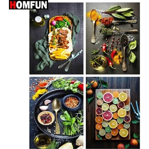 HOMFUN Full Square/Round Drill 5D DIY Diamond Painting "Food theme" Embroidery Cross Stitch 5D Home Decor Gift