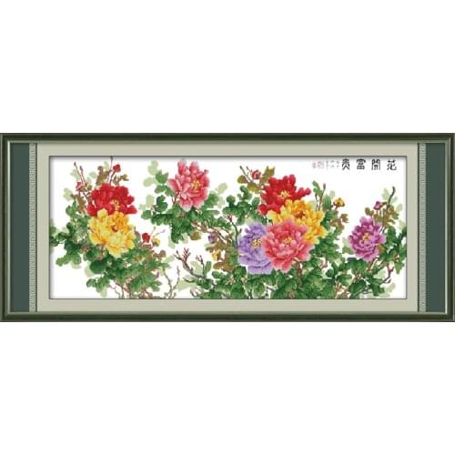 Six-foot peony (4)(essential edition) cross stitch kit Chinese flowers count print 18ct 14ct embroidery DIY handmade needlework