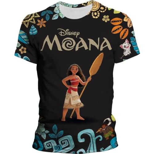 Movie Moana Summer New Childrens Clothing Short-sleeved Cartoon 3D Printed T-shirt Animated Character Shirt Men Women Tops